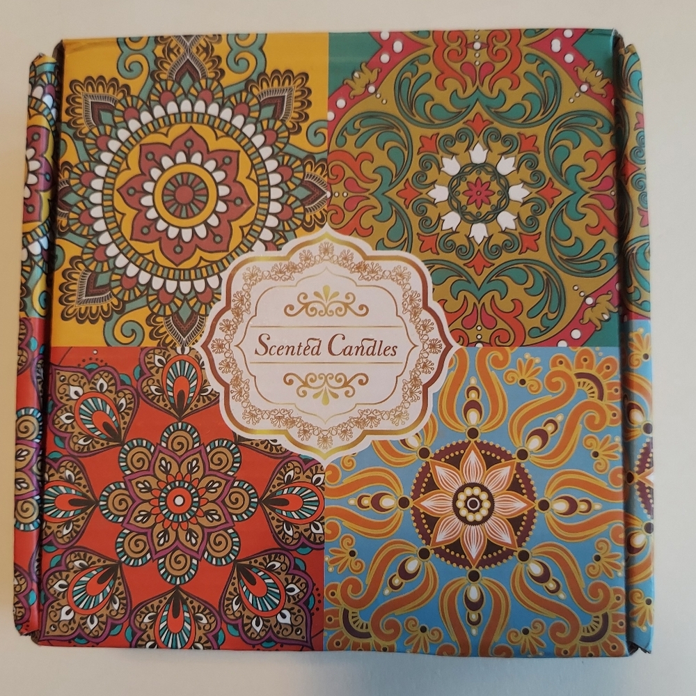 NEW 4 floral scented candles in reusable tin cans- gift set - Picture 4 of 7